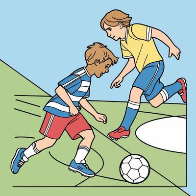 Version coloriée : Joueurs de football en tacle glissé