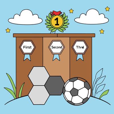 Version coloriée : Podium des gagnants de football