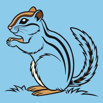 Colored version: Detailed chipmunk on grass