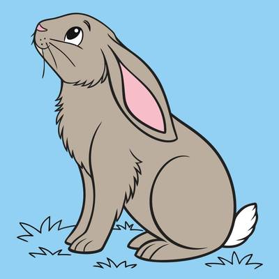 Colored version: Simple sitting lop-eared rabbit