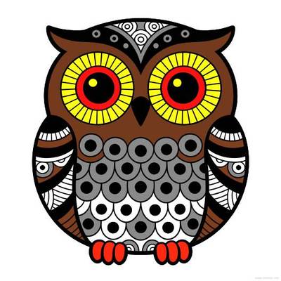 Version coloriée : Chouette zentangle aux motifs épais