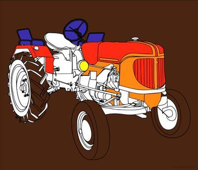 Colored version: Old tractor