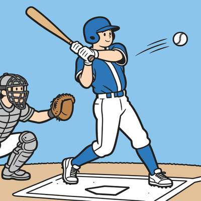 Version coloriée : Batteur de baseball au marbre