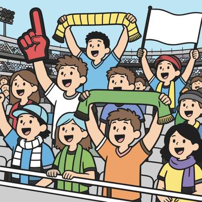 Version coloriée : Foule de supporters dans un stade