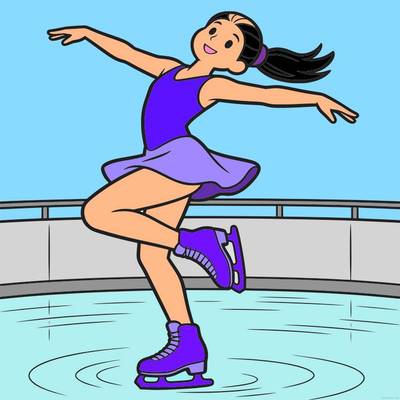 Version coloriée : Patineuse artistique sur la patinoire