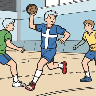 Version coloriée : Passe au handball danois en salle
