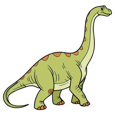 Colored version: Cute walking diplodocus