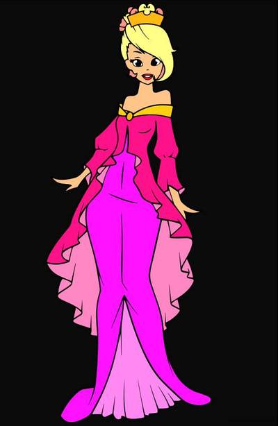Colored version: Princess with ruffle dress
