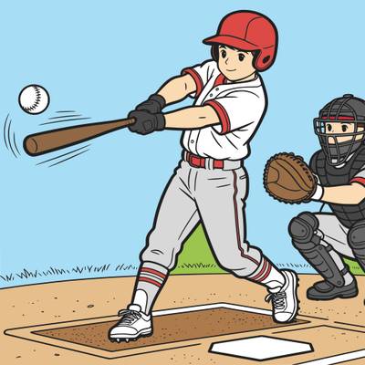 Version coloriée : Batteur de baseball au marbre