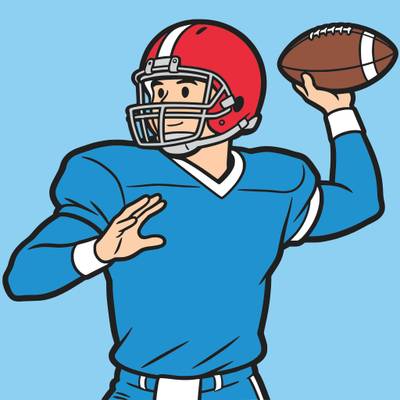 Version coloriée : Quarterback prêt à lancer