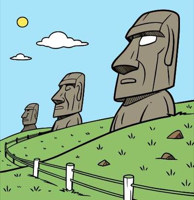 Ausgemalte Version: Moai-Statuen auf der Osterinsel