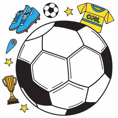 Version coloriée : Collage de football avec grand ballon