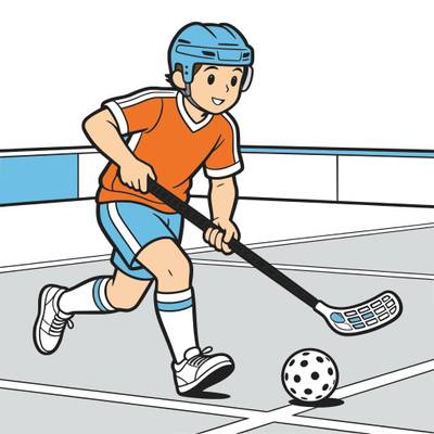 Version coloriée : Joueur de floorball en action