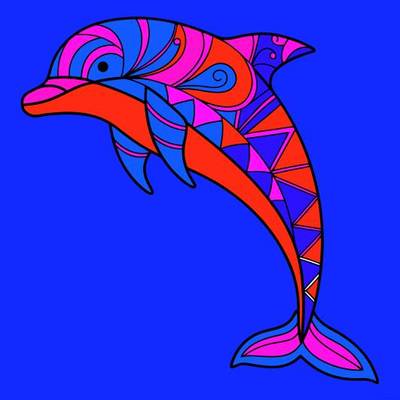 Version coloriée : Dauphin zentangle simple