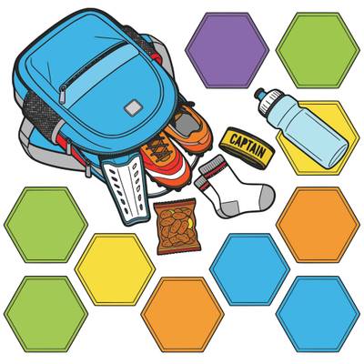 Version coloriée : Sac à dos et protège-tibias de football