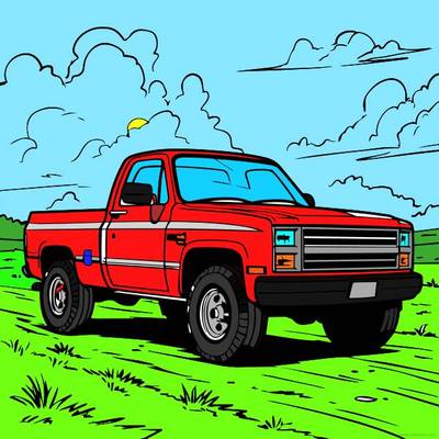 Colored version: Classic pickup truck