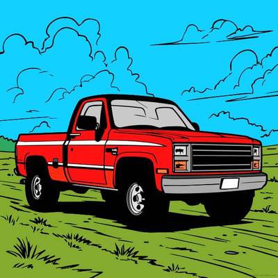 Colored version: Classic pickup truck