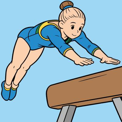 Version coloriée : Gymnaste à l’épreuve du saut