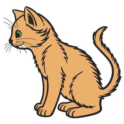 Ausgemalte Version: Hofkatze in Seitenansicht