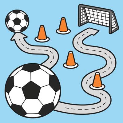 Version coloriée : Labyrinthe de football avec ballon et but