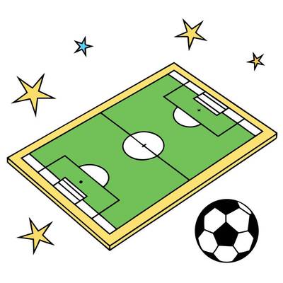 Version coloriée : Terrain de football avec ballon