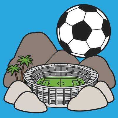 Version coloriée : Stade de Rio avec ballon de football géant