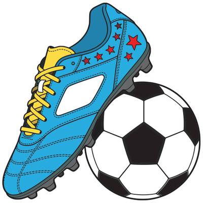 Version coloriée : Chaussure de foot à côté d’un ballon