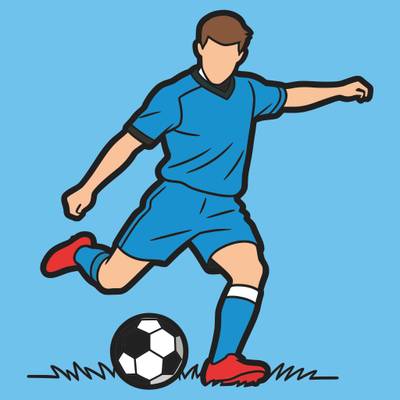 Version coloriée : Footballeur en position de tir