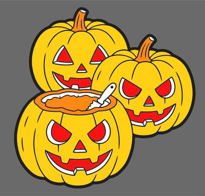 Ausgemalte Version: Geschnitzte Halloween-Kürbisse