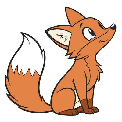 Ausgemalte Version: Sitzender Cartoon-Fuchs