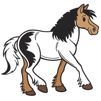 Väritetty versio: Sarjakuvamainen tinkerhevonen