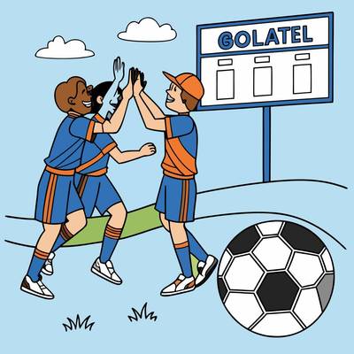 Version coloriée : Coéquipiers de football en célébration