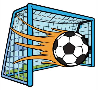 Version coloriée : Ballon de football dans le filet