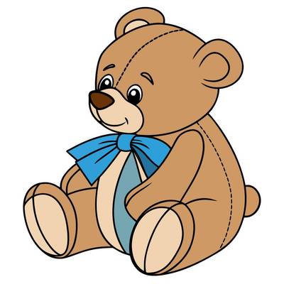 Ingekleurde versie: Teddybeer met strik