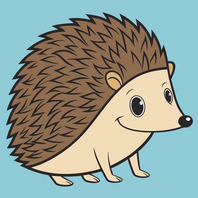 Ausgemalte Version: Igel-Ausmalbild im Cartoon-Stil