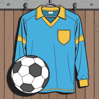 Version coloriée : Maillot de football rétro avec ballon