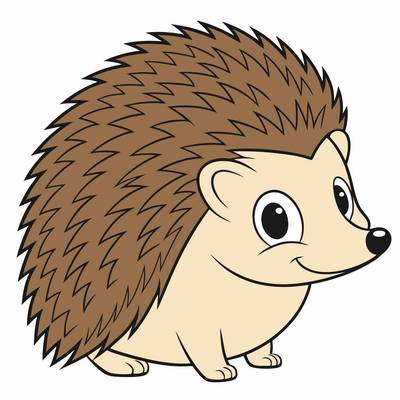 Ausgemalte Version: Kawaii-Igel in Seitenansicht