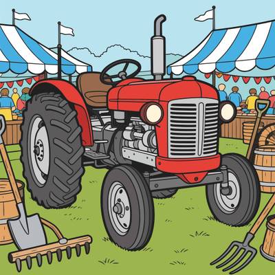 Fargelagt versjon: Veterantraktor på bygdemesse