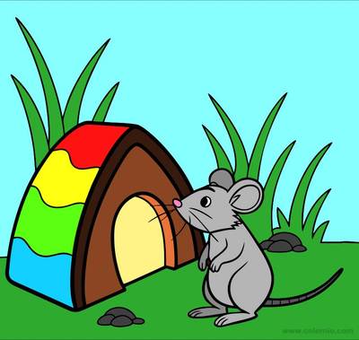 Ausgemalte Version: Einfache Maus am Mauseloch