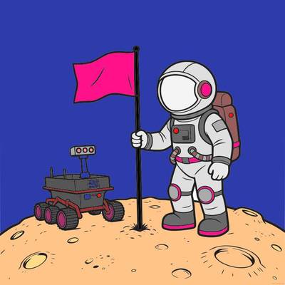 Väritetty versio: Astronautti ja kuukulkija kuussa