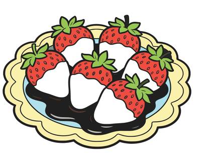 Ausgemalte Version: Schoko-Erdbeeren auf einer Servierplatte