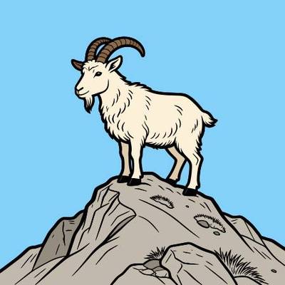 Ausgemalte Version: Steinbock auf einem Berggipfel
