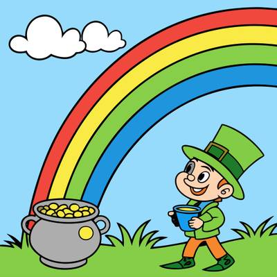 Versione colorata: Leprecauno sotto l’arcobaleno