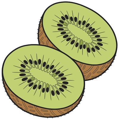 Ausgemalte Version: Detailreiche Nahaufnahme von Kiwi-Hälften