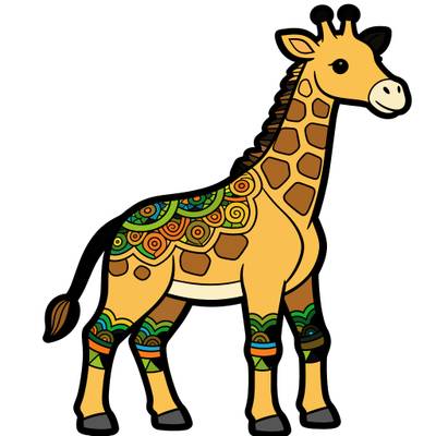 Version coloriée : Contour de girafe zentangle