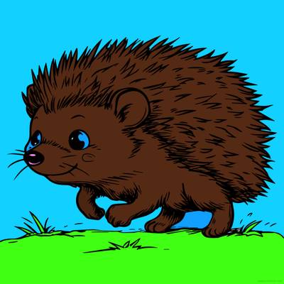 Ausgemalte Version: Niedlicher Igel
