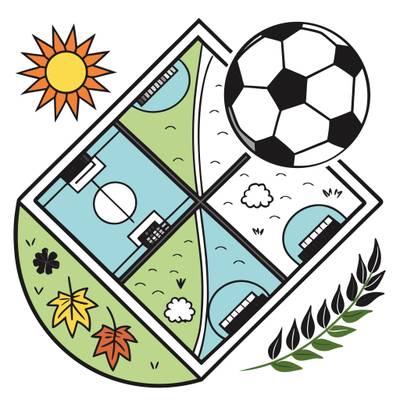 Ausgemalte Version: Fußballfeld durch die vier Jahreszeiten