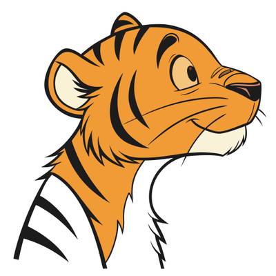 Ausgemalte Version: Tigerkopf im Seitenprofil