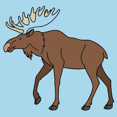 Colored version: Simple side view moose
