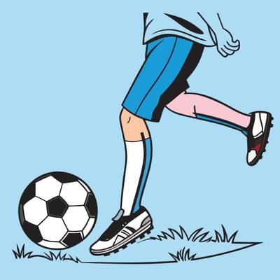 Ausgemalte Version: Nahaufnahme eines klassischen Fußballschusses